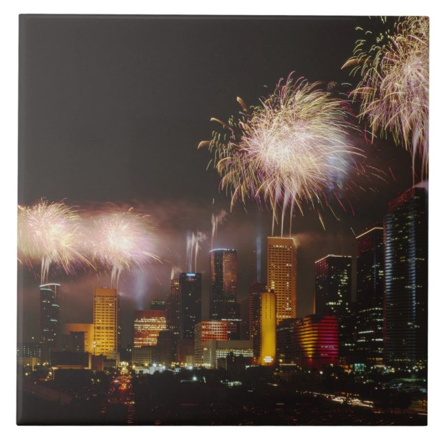 Fireworks in Houston Texas Tile (Front)
