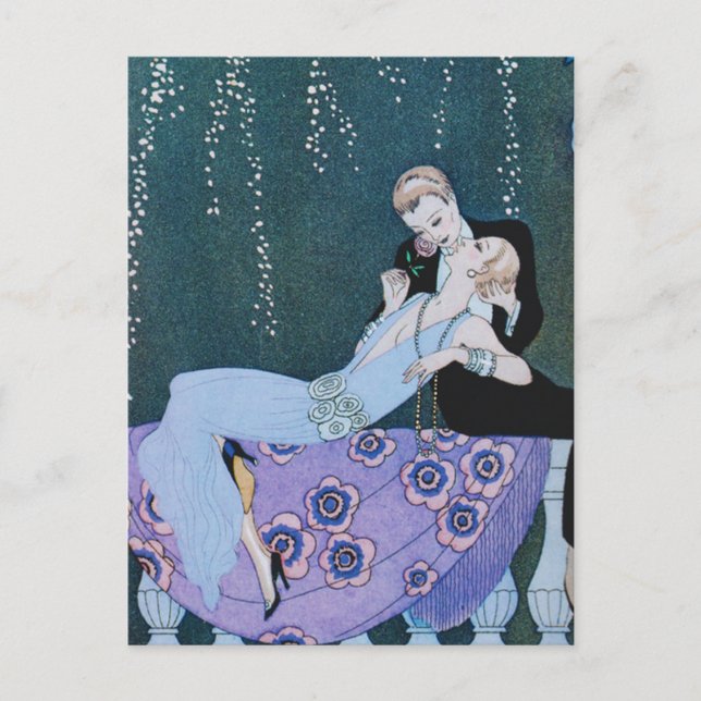 Fireworks in Paris Art Deco Postcard (Front)