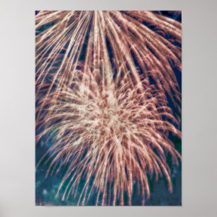 Fireworks Independence Day Teal 4th Of July Poster