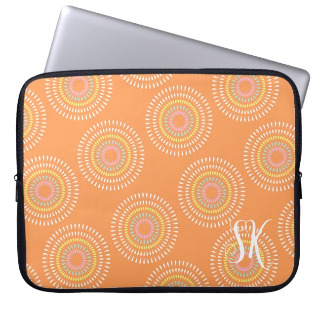 Fireworks Japanese  Orange Laptop Sleeve (Front)