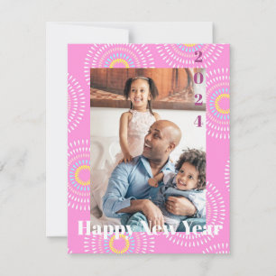 Fireworks Japanese Pink Card