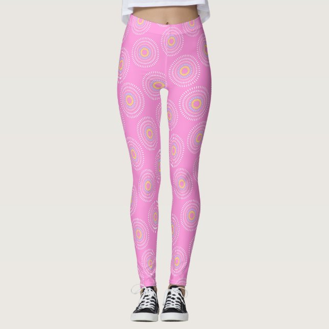 Fireworks Japanese Pink Leggings (Front)
