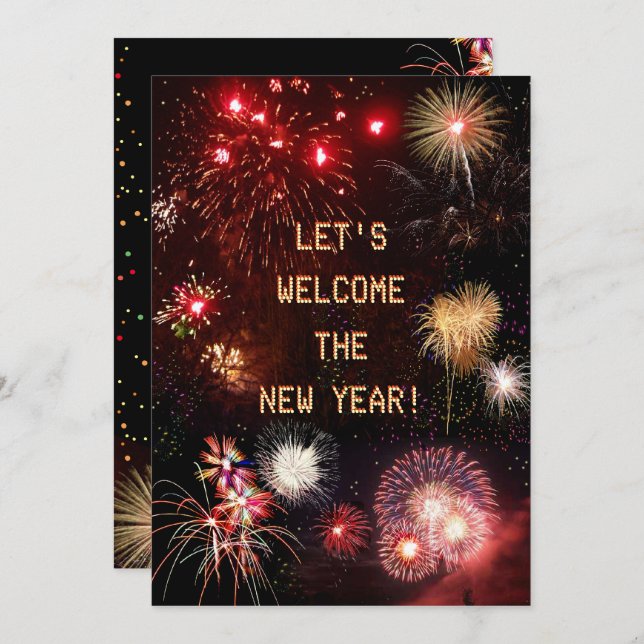 Fireworks: Let's welcome the New Year! Invitation (Front/Back)