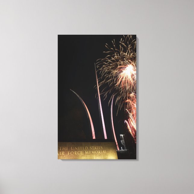 Fireworks light up the Air Force Memorial Canvas Print (Front)