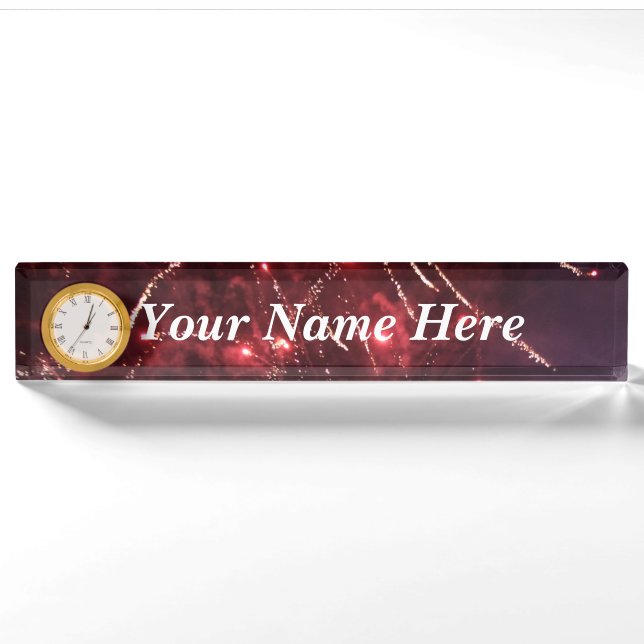 Fireworks Name Plate with Clock (Front)