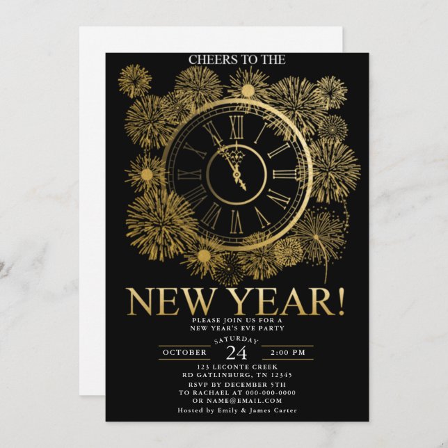 Fireworks new years Eve Invitation (Front/Back)