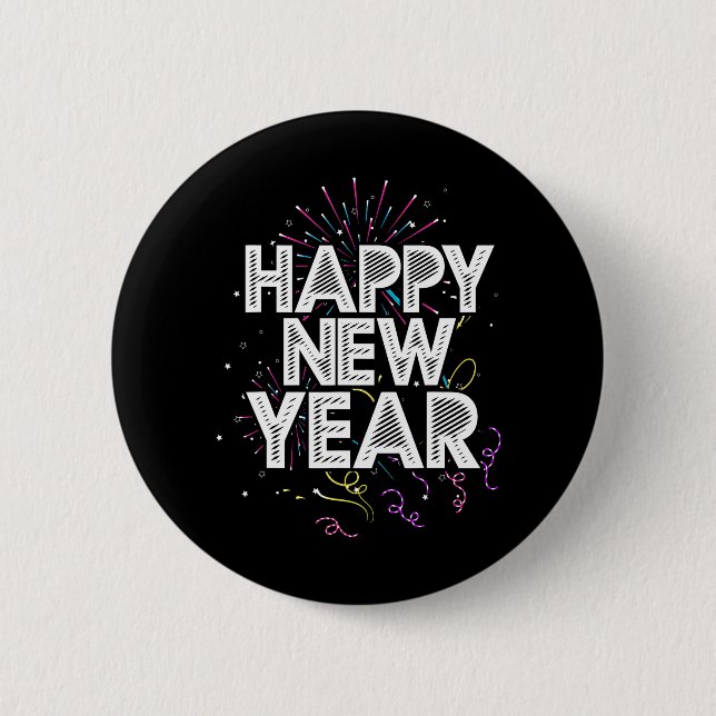 Fireworks New Years Eve Party Celebration Happy 6 Cm Round Badge (Front)