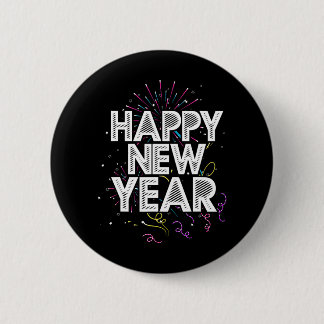 Fireworks New Years Eve Party Celebration Happy 6 Cm Round Badge