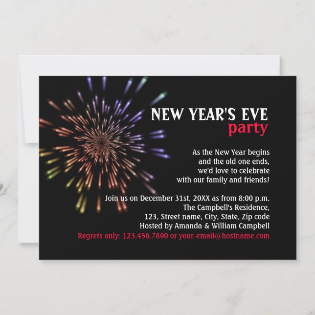 Fireworks New Year's Eve Party Invitation (Front)