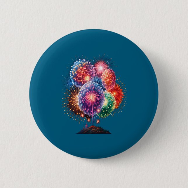 Fireworks New Year's Eve Party Long Sleeve  6 Cm Round Badge (Front)
