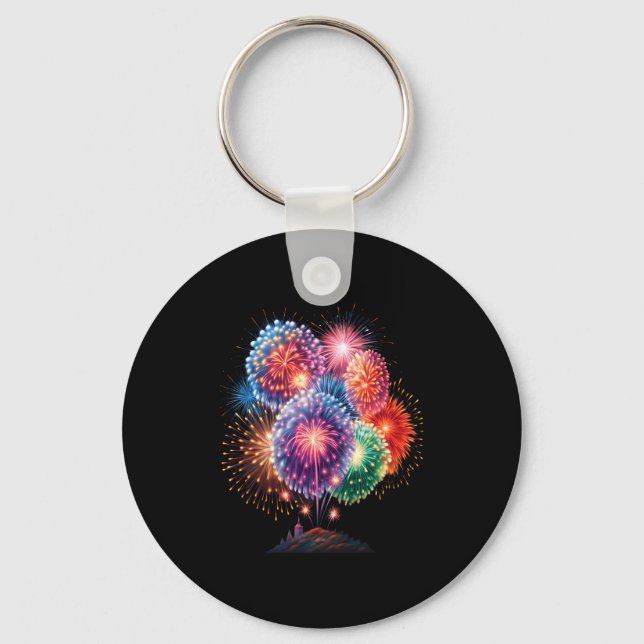 Fireworks New Year's Eve Party Long Sleeve  Key Ring (Front)