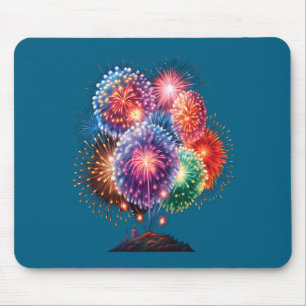 Fireworks New Year's Eve Party Long Sleeve  Mouse Mat