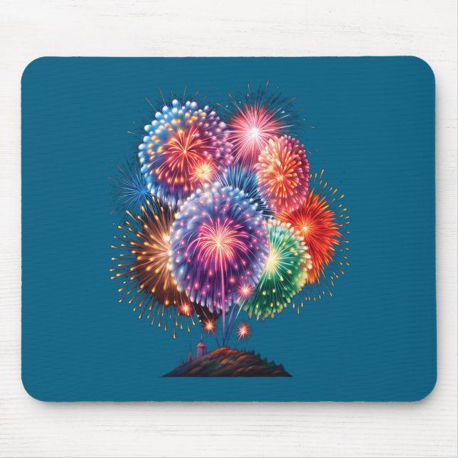 Fireworks New Year's Eve Party Long Sleeve  Mouse Mat (Front)