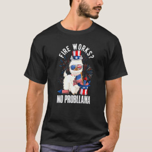 Fireworks No Probllama Llama Usa Flag Sunglasses 4 T-Shirt