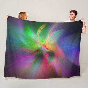 Fireworks of colours - fractal art fleece blanket