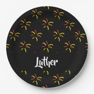 Fireworks on black paper plate