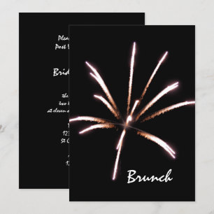 Fireworks on Black Summer Post Wedding Brunch Invitation