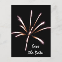 Fireworks on Black Summer Wedding Save the Date