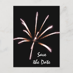 Fireworks on Black Summer Wedding Save the Date Announcement Postcard