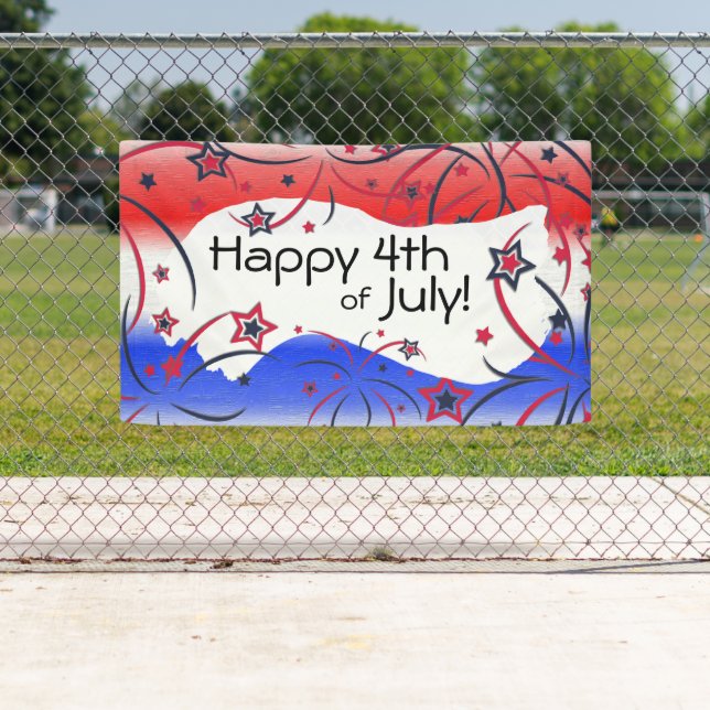 Fireworks on Red White Blue Banner (Insitu)
