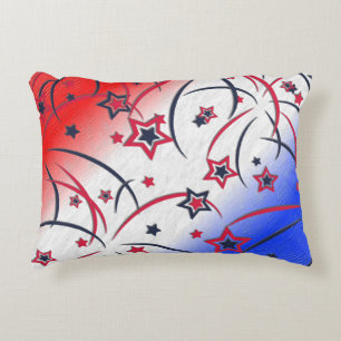Fireworks on Red White Blue Decorative Cushion