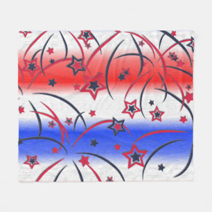 Fireworks on Red White Blue Fleece Blanket