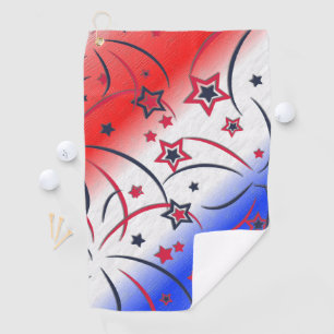 Fireworks on Red White Blue Golf Towel