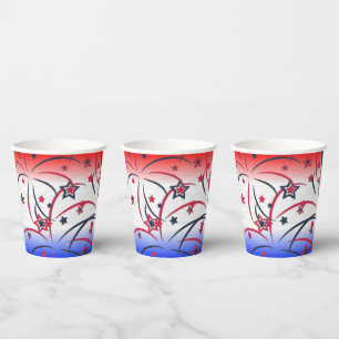 Fireworks on Red White Blue Paper Cups