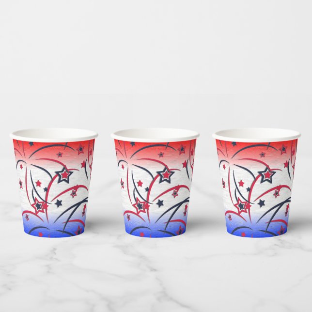 Fireworks on Red White Blue Paper Cups (Multi)