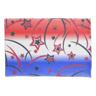 Fireworks on Red White Blue Pillowcase