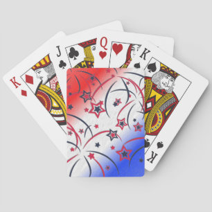 Fireworks on Red White Blue Playing Cards