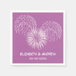 Fireworks, Orchid Purple Background, Name Monogram Napkin