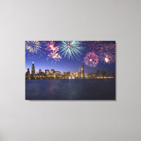 Fireworks over Chicago skyline 2