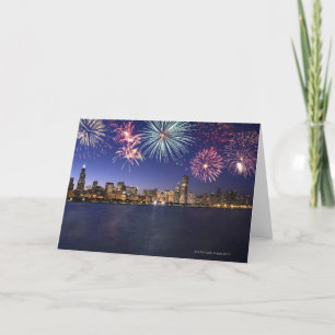 Fireworks over Chicago skyline 2 Card