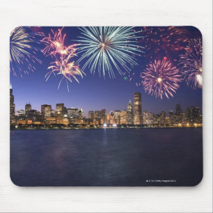 Fireworks over Chicago skyline 2 Mouse Mat