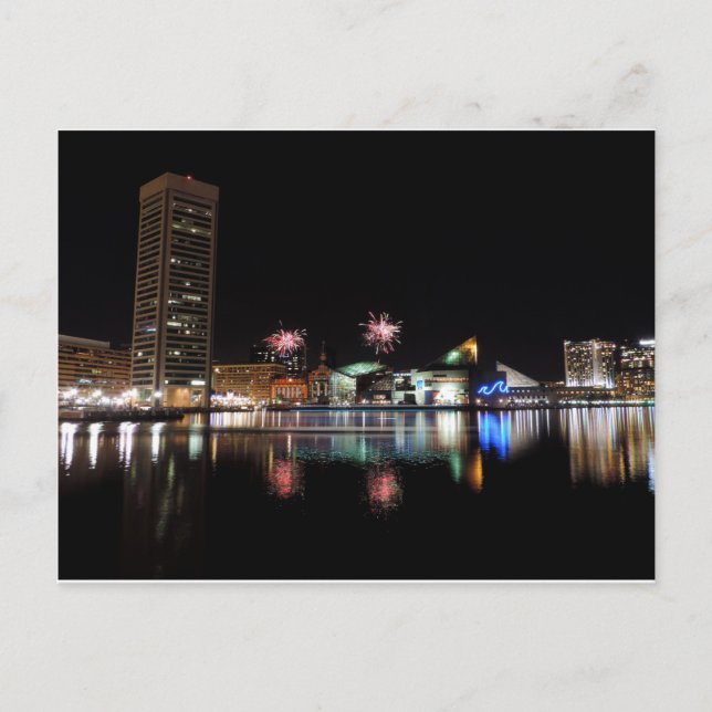 Fireworks over Downtown Baltimore Postcard (Front)