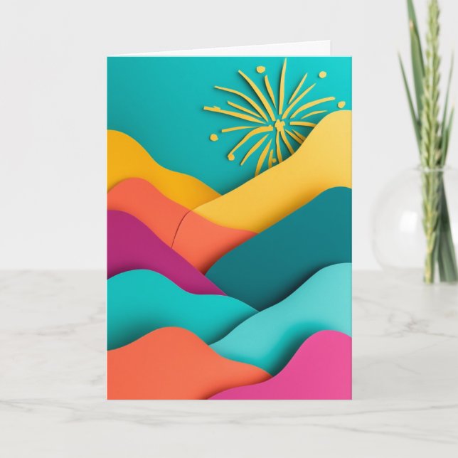 Fireworks Over Mountain Peaks Card (Front)