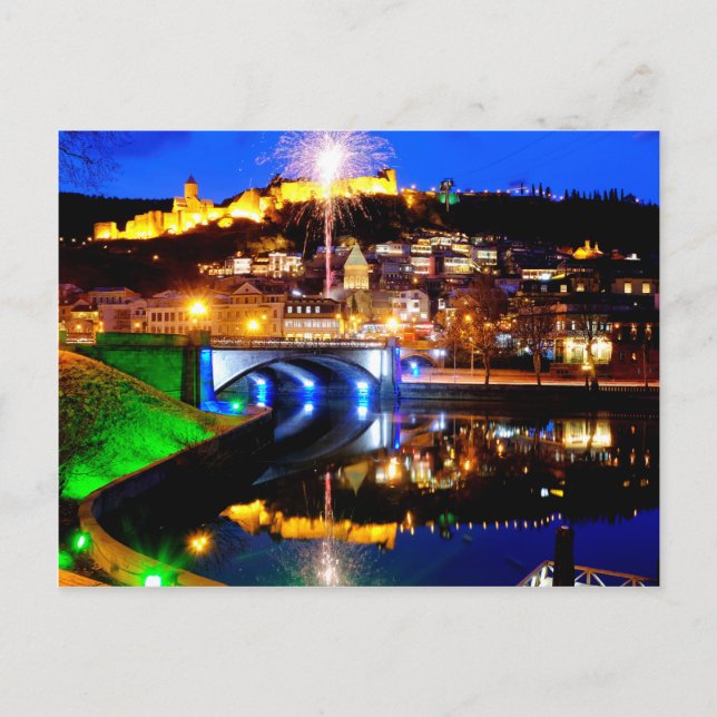 Fireworks over old Tbilisi Postcard (Front)