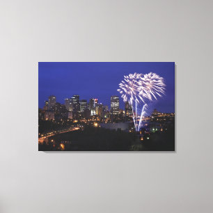 Fireworks Over The City Canvas Print