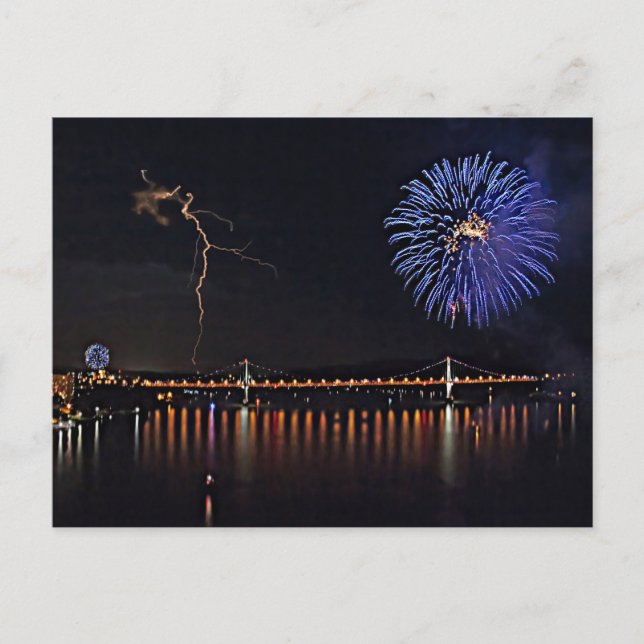 Fireworks Over The Hudson River Postcard (Front)