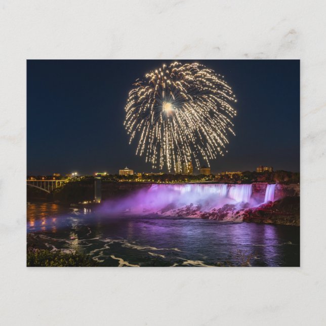 Fireworks over the Niagara Falls postcard (Front)