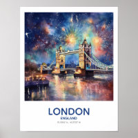 Fireworks Over Tower Bridge - London, England