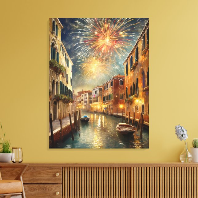 Fireworks over Venice Canvas Wall Art (Insitu(LivingRoom))
