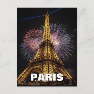 Fireworks Paris Eiffel Tower Cafes Postcard