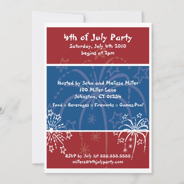 Fireworks Party Invitations (Front)