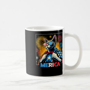 Fireworks Patriotic Devon Rex Cat Merica  Coffee Mug