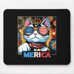Fireworks Patriotic Maneki Neko Cat Merica Mouse Mat