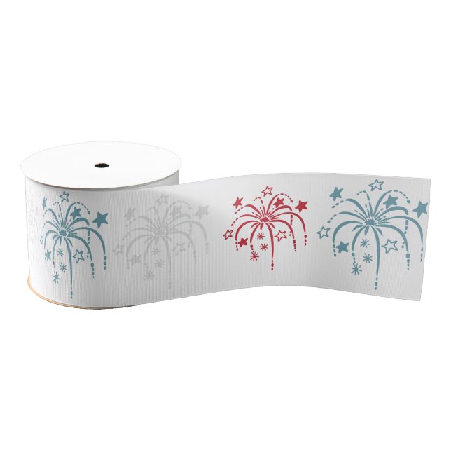 Fireworks Patriotic Ribbon Grosgrain Ribbon (Spool)