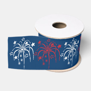 Fireworks Patriotic Ribbon Grosgrain Ribbon