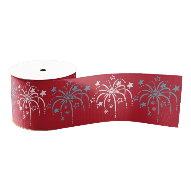 Fireworks Patriotic Ribbon Grosgrain Ribbon (Spool)